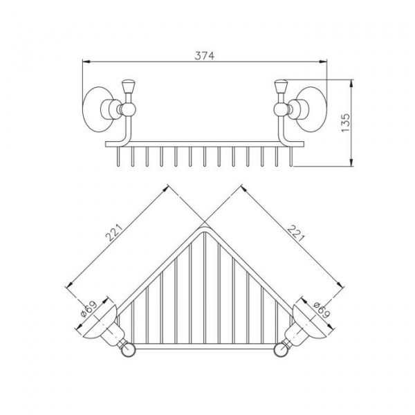 Nicolazzi Cristallo Di Rocca Полочка-решетка угловая, подвесной, цвет: хром