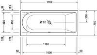 Ванна акриловая Duravit Darling New 170x75 прямоугольная, встраиваемая