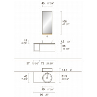 NOORTH milldue edition ZENIT Комплект мебели 99см в матовом лаке, с накладной раковиной и столешницей из CRISTALPLANT, встроенным зеркальным шкафчиком с подсветкой, Цвет: giada-30