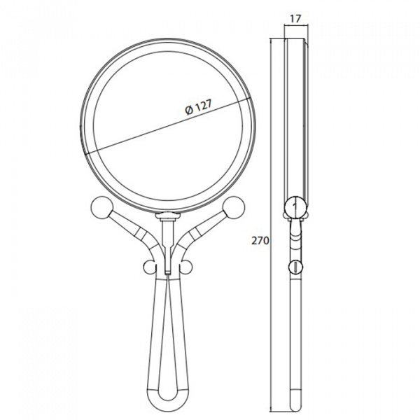 EMCO Pure Зеркало косметическое, Ø127мм, переносное, 5x кратное увеличение, настольное, цвет: хром