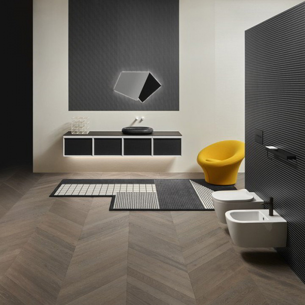 Antonio Lupi Bemade Комплект мебели с тумбами под раковину, раковиной Nero Marquinia, зеркалом с подсветкой, 54 см, цвет: Rovere ardesia