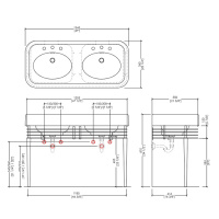 Devon&Devon Wide Blues Консоль 124.5х56.5см, с двойной раковиной на 3 отв, цвет: хром/белая