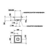 Gessi Eleganza Раковина 42х42 см, без отв., накладная/встраиваемая, без перелива, цвет: белый