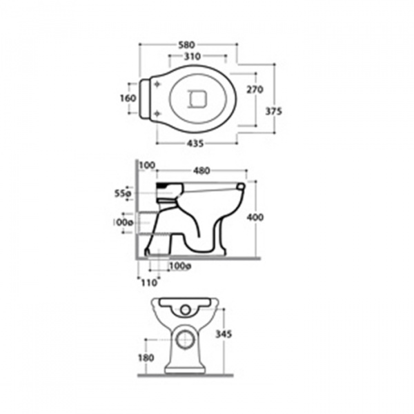 Globo Paestum Унитаз напольный  58х37,5см, слив универсальный, с высоким бачком, трубой цвет хром СИДЕНЬЕ НА ВЫБОР