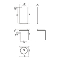 EMCO Asis Комплект мебели, отверстие для смесителя справа, зеркало с LED подсветкой, Ручка справа, 45см, черный