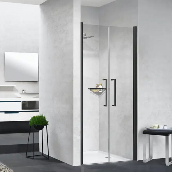 Novellini Young Душевая дверь 91х92х200см., распашная двойная дверь, в нишу, цвет: черный
