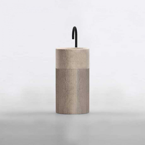 NOORTH milldue edition ROMA III Раковина 45х88 см, без отв., напольная, без перелива, с донным клапаном, цоколь Ardesia, цвет: Moka Cream/Moka Cream