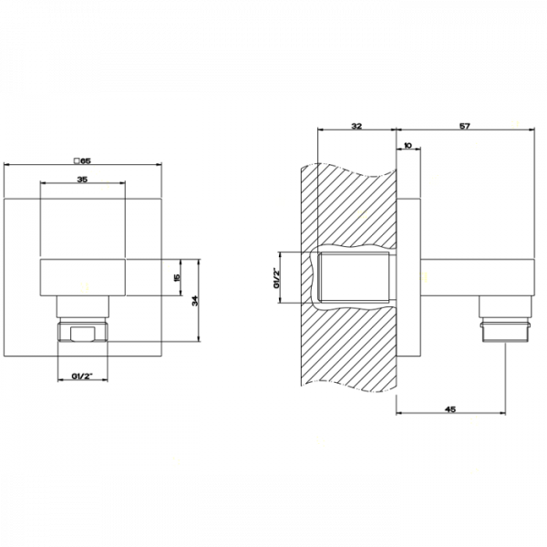 Gessi Rettangolo Вывод воды на 1/2", цвет: хром
