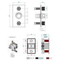 THG Nihal Porcelaine Ivoir Смеситель для душа встраиваемый, термостатический, с двумя запорными вентилями, внешняя часть, цвет: Soft gold