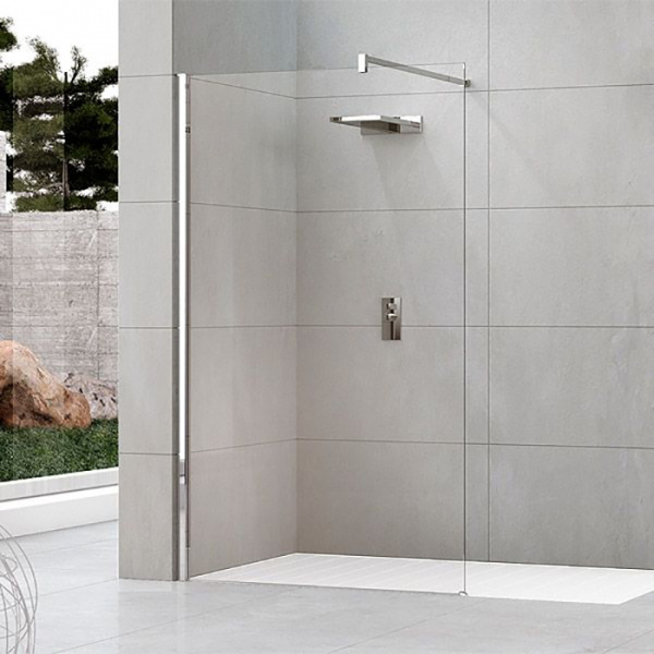 Novellini Kuadra H Душевое ограждение 97-100х205cм., с свободным входом, с настенным кронштейном, стекло прозрачное, цвет: хром