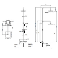 Bongio Душевая стойка с термостатом, верхним душем 200х200 мм, ручным душем, цвет: хром