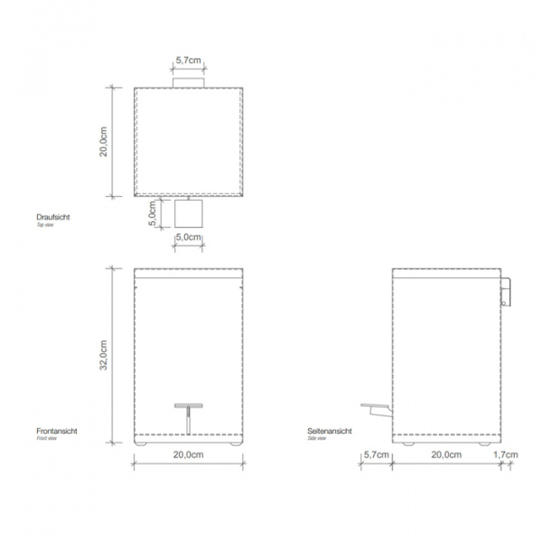 Decor Walther TE 70 SC Ведро 20x20x32см, с педалью и крышкой, softclose, напольное, цвет: золото