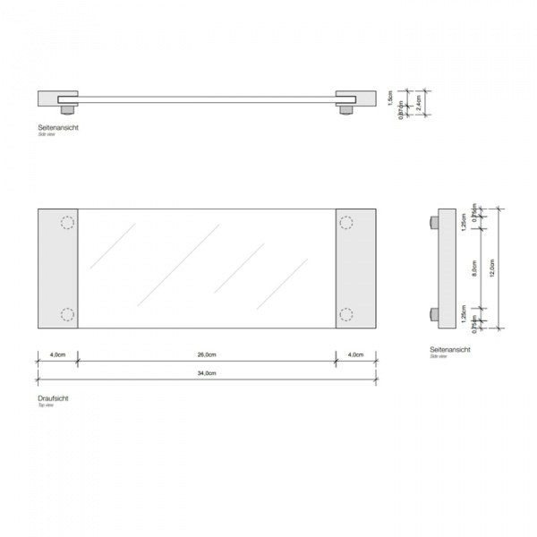 Decor Walther Classic Tab 34 Лоток универсальный 34x12см, прозрачное стекло, настольный, цвет: золото матовое