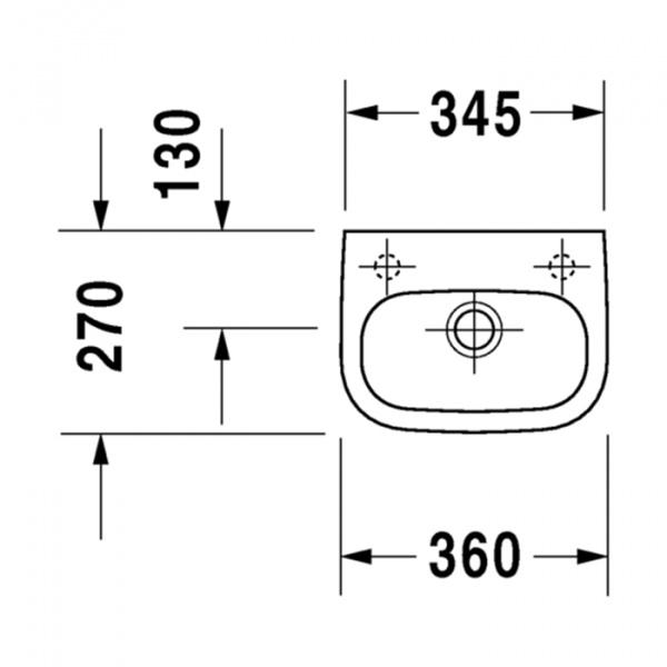 Duravit D-Code Раковина 36х27 см, 1 отв., цвет: белый