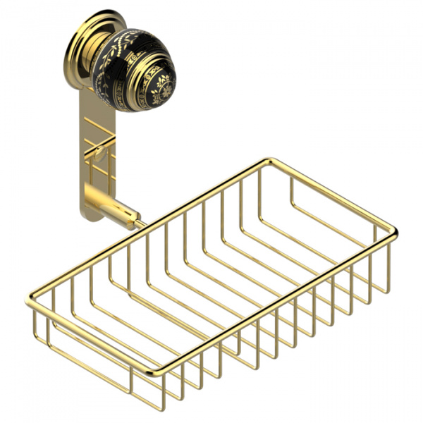 THG Marquise porcelaine noire Полочка металлическая, решетка, 24х13см., подвесной, цвет: золото/черный фарфор