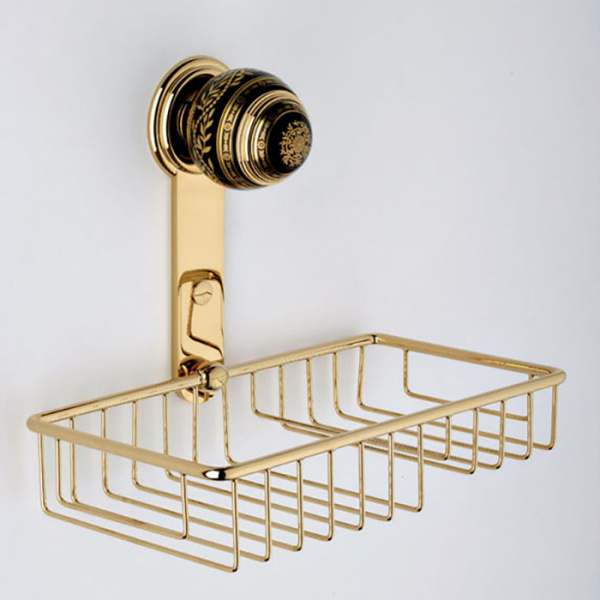 THG Marquise porcelaine noire Полочка металлическая, решетка, 24х13см., подвесной, цвет: золото/черный фарфор