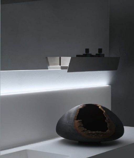 CERASA EDEN Комплект мебели подвесной 190 см столешница с интегрированной раковиной с 1 отв под смеситель, зеркало с полочкой. цвет: белый/Rame Metallo глянцевый