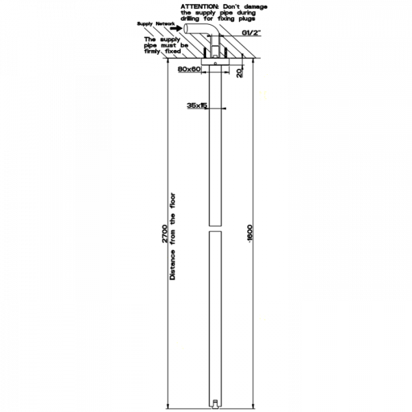 Gessi Rettangolo Излив потолочный, для монтажа с удаленным управлением (не входит в комплект), цвет: хром