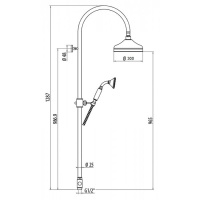 Kerasan Retro Душевой гарнитур с верхним душем D=20мм и душем со шлангом на держателе, бронза  (из 4-х коробок:арт. 739793, 739893, 739993, 78980)