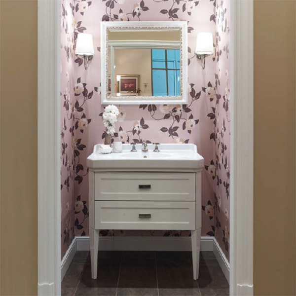 Sbordoni Комплект мебели Romana наполный 90 см, с раковиной керам., цвет белый, c 1 отв. под смеситель., ручки хром, цвет: Biancospino/Taupe