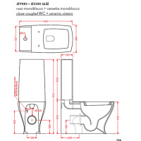 Artceram JAZZ унитаз моноблок 69х36см слив универсальный , с креплением, цвет: белый/бронза, сиденье на выбор