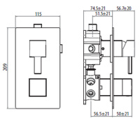 Gattoni Kubic GBOX Встроенный смеситель для душа c переключателем на 4-5 выхода (укомплектован GBOX), цвет: хром