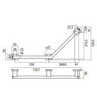 EMCO System2 Поручень изогнутый, левый, 135°, подвесной, цвет: хром