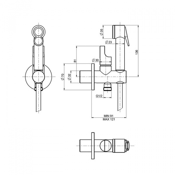 Carlo Frattini Collettivita Гигиенический душ, встраиваемый, цвет: хром