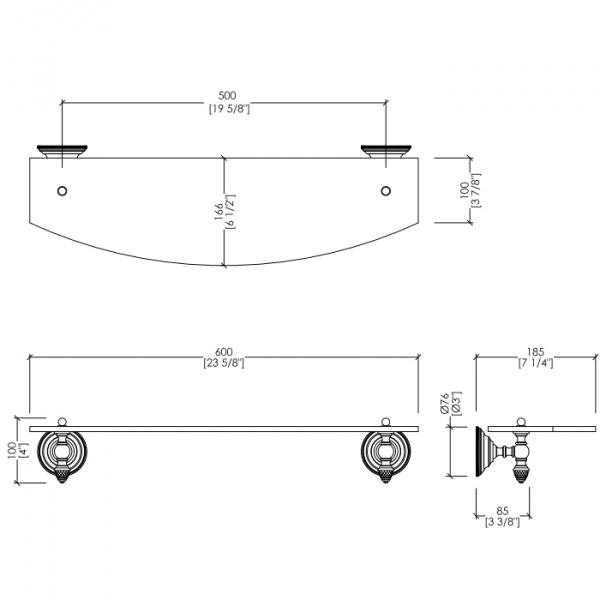Devon&Devon Diamond Полка стеклянная 60см, подвесной, цвет: светлое золото