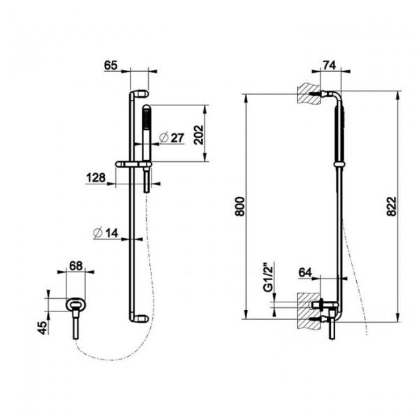 Gessi Goccia Душевая штанга с ручным душем, цвет: белый