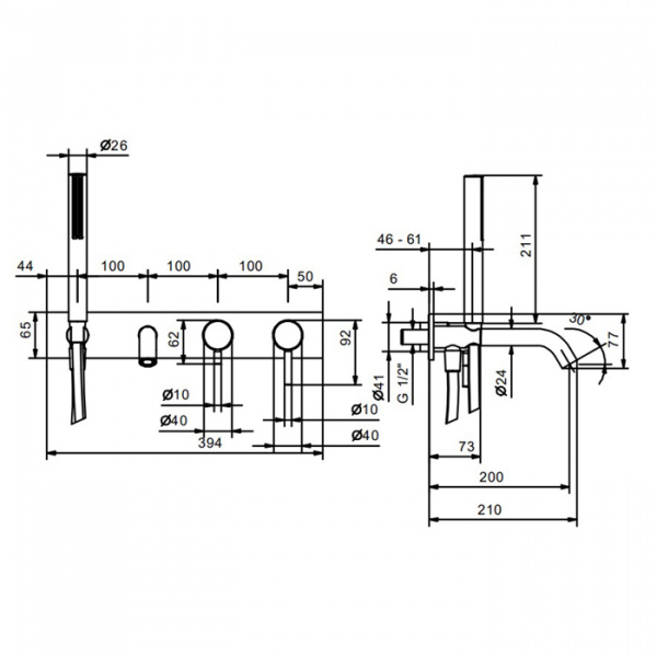 Fantini Nostromo Смеситель для ванны, встраиваемый, цвет: хром