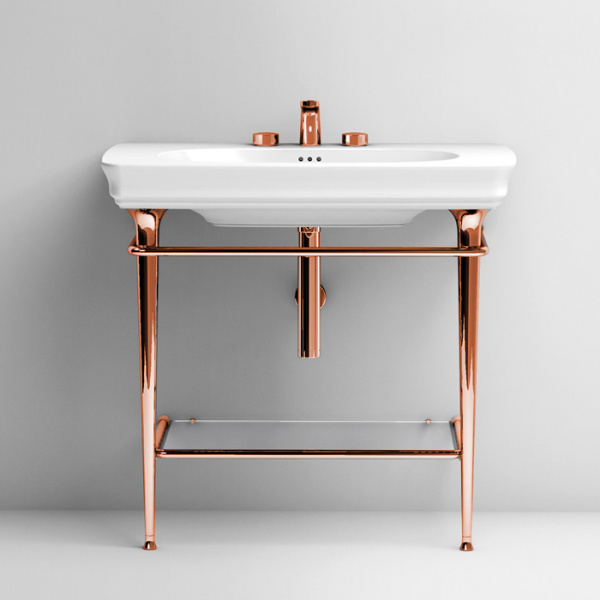 Artceram Civitas Металическая структура Quadra 70х40хh80,5см, полка стекло, цвет: розовое золото