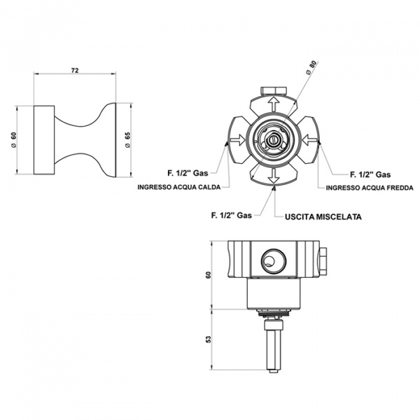 Встраиваемый прогрессивный смеситель Bongio Soffi, цвет: белый/хром