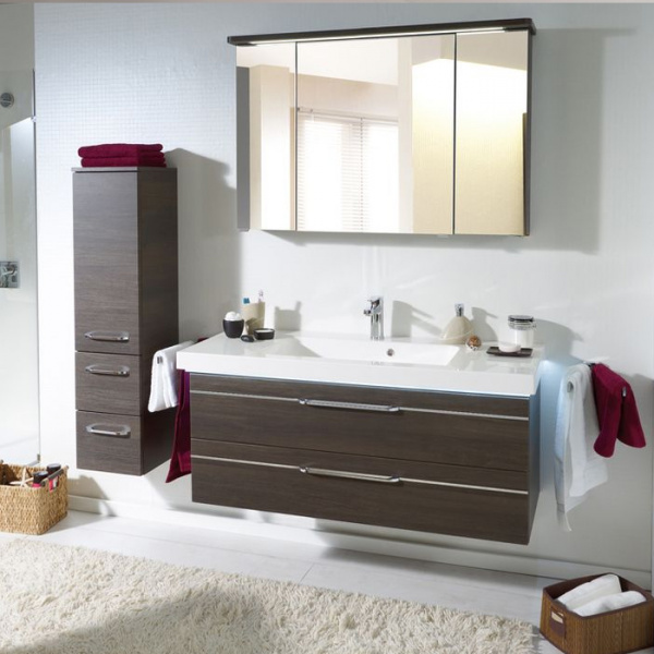 Pelipal Balto Комплект мебели с зеркальным шкафчиком и подсветкой, 90см, Цвет: мокка