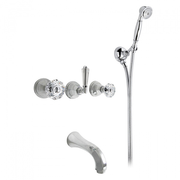 Nicolazzi Teide Смеситель для ванны с 2мя ручками, встроенный, с ручным душем, вкл. внутр часть, излив: 168 мм, цвет: хром