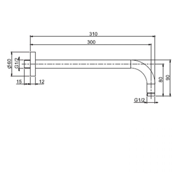 Carlo Frattini Wellness Держатель верхнего душа 300 мм., для монтажа на стену, цвет: золото