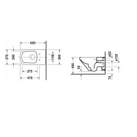 Duravit DuraStyle Унитаз удлиненный подвесной безободковый 62х37см, с креплением, цвет: белый