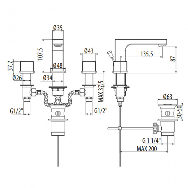 Gattoni Kubik Смеситель для ванны, цвет: bianco opaco