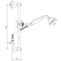 Carlo Frattini Herend Душевой гарнитур, в комплекте: стойка, шланг 1500 мм, держатель для  лейки, лейка, цвет: хром