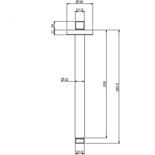 Carlo Frattini Spillo Steel Держатель верхнего душа 250 мм., потолочный монтаж, цвет: INOX