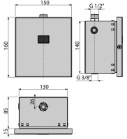 Автоматическое устройство смыва для писсуара 12V (работает от сети) металл, арт. ASP4-K