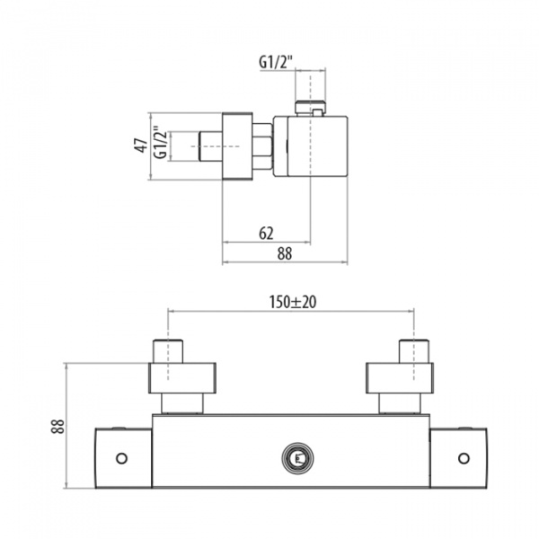 Gattoni Termostatici Термостатический смеситель для душа в современном стиле, выпуск сверху, цвет: хром