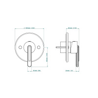 THG CORVAIR Смеситель для душа встраиваемый, однорычажный, внешняя часть, цвет: хром