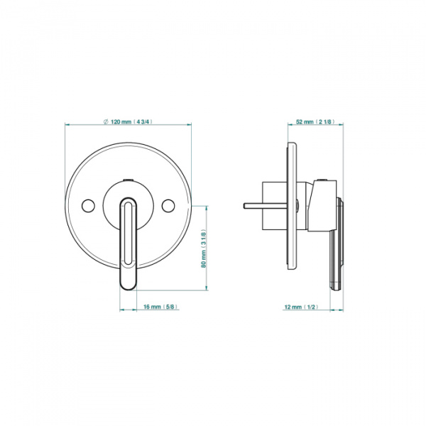 THG CORVAIR Смеситель для душа встраиваемый, однорычажный, внешняя часть, цвет: хром