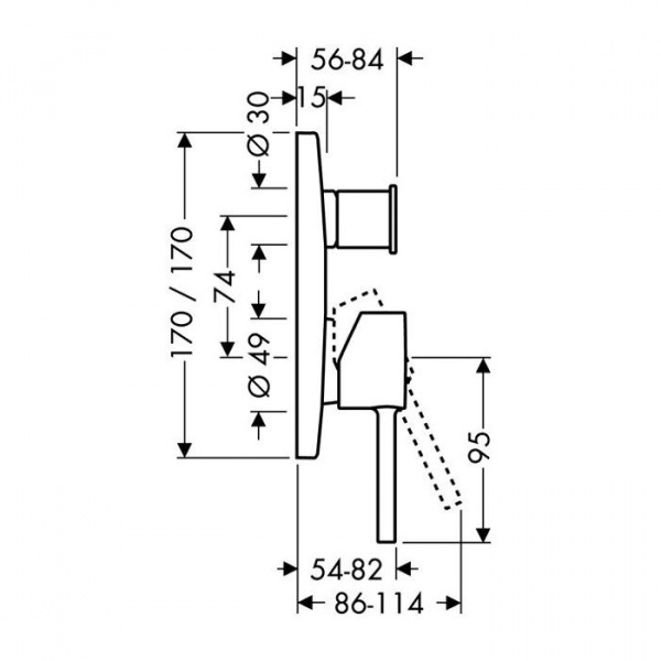 Axor Starck Классический однорычажный смеситель для ванны для скрытого монтажа со встроенной защитной комбинацией EN1717, внешняя часть, цвет: хром