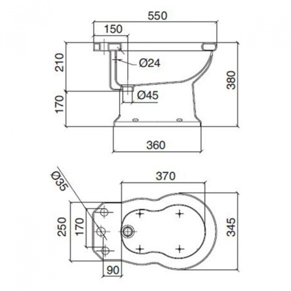 Sbordoni Neoclassica Биде напольное 55х34.5см, цвет: белый