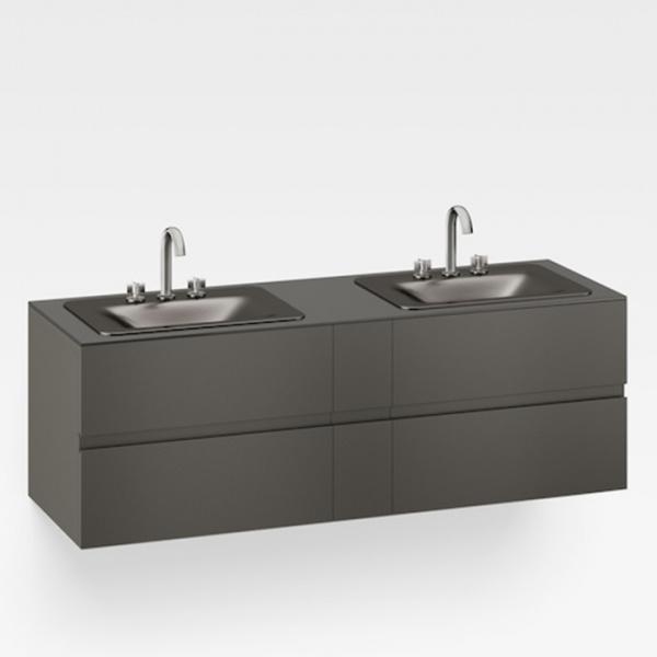 Armani Roca Baia Тумба подвесная с 2 раковинами, 179.4х59х61см с 4 ящиками, со столешницей, цвет: черный