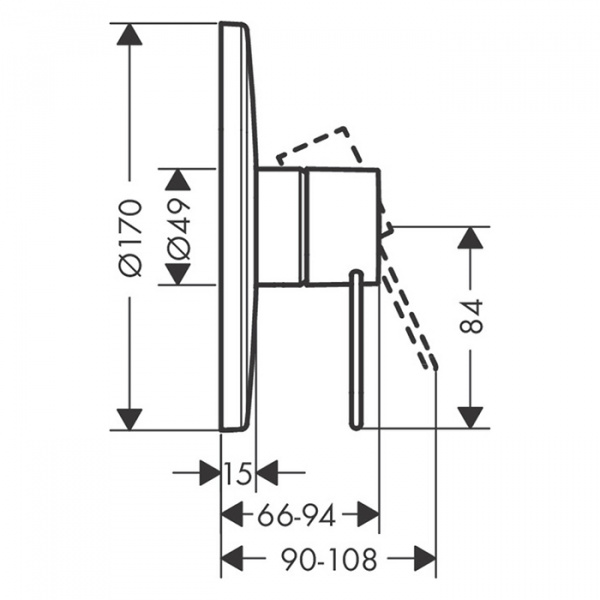 Axor Uno Встраиваемый смеситель для душа, однорычажный, внешняя часть, цвет: хром