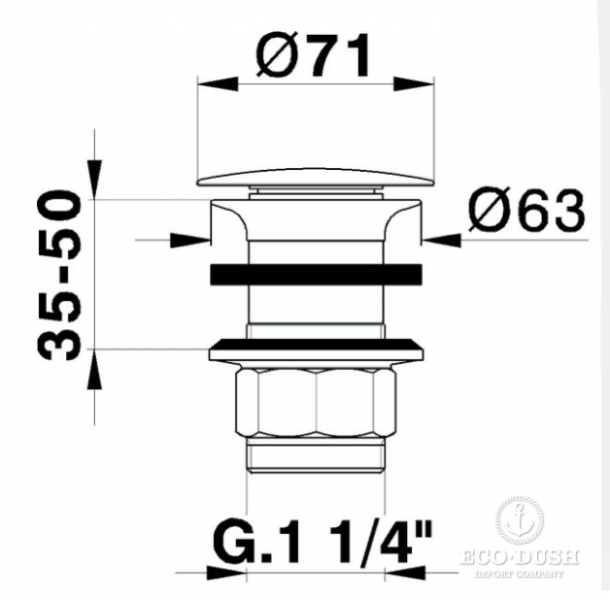 CISAL Донный клапан 1&quot1/4 для раковин без перелива, цвет: золото