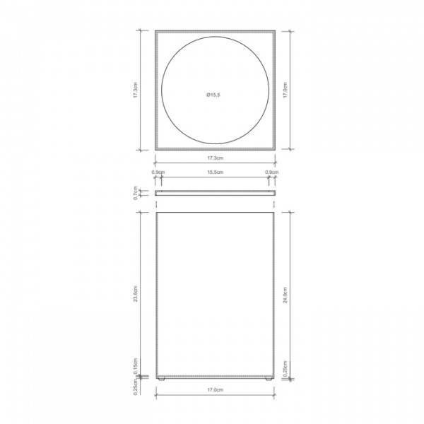 Decor Walther DW 74 Корзина для бумаги 17x17x24см, напольная цвет: никель сатинированный